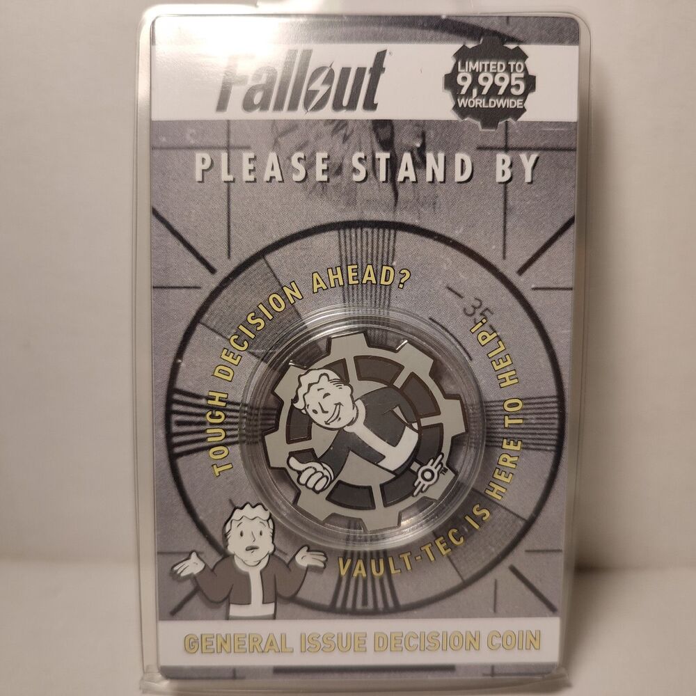 Fallout Black & White Collectible Decision Coin Official Vault Boy Badge